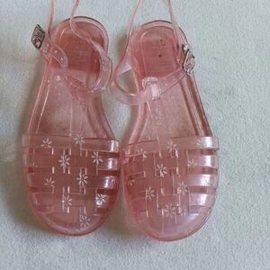 GAP Pink Jelly Sandals With Flowers Slip-On Casual Sz Kids 2